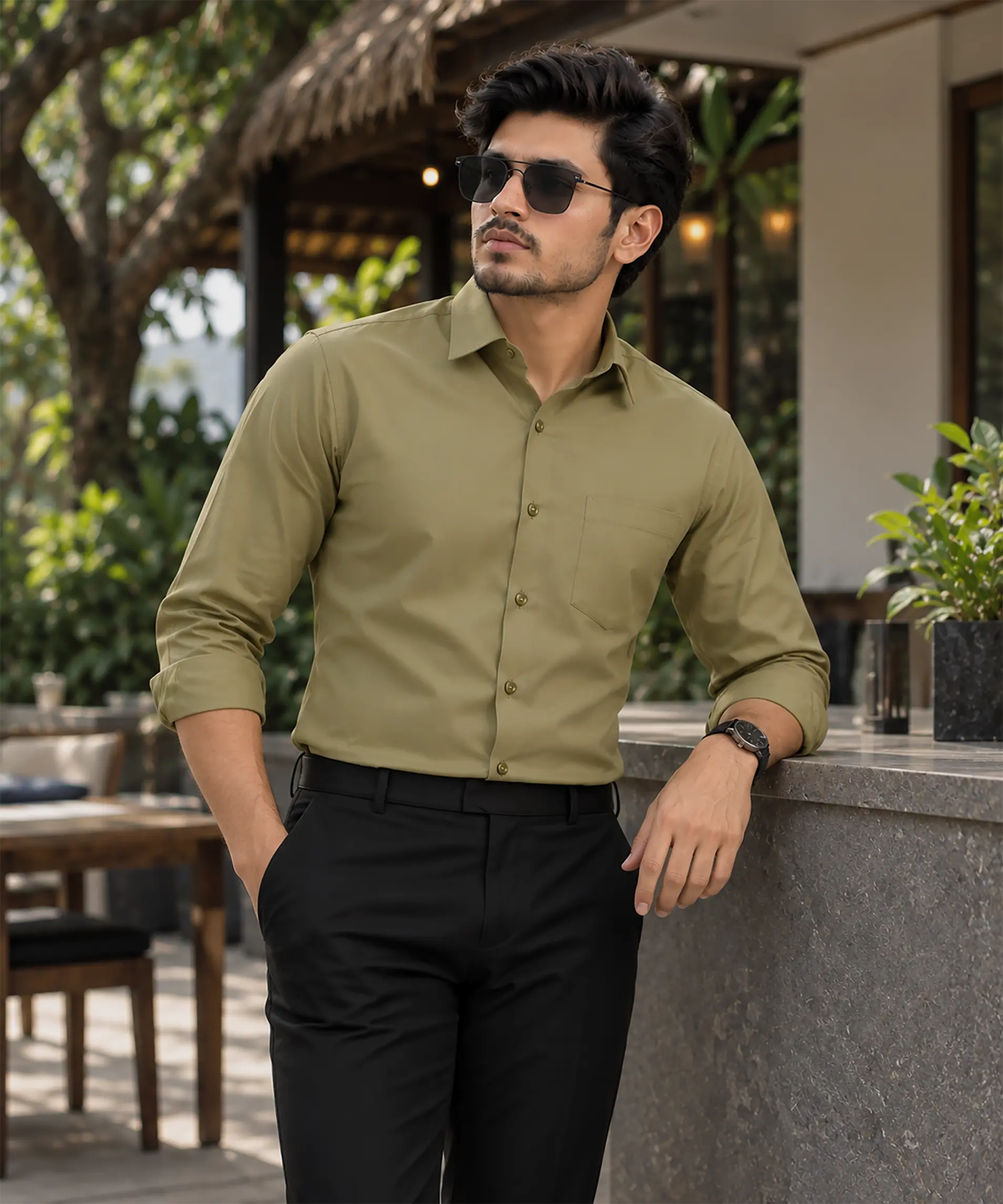 Formal Shirt Dark olive