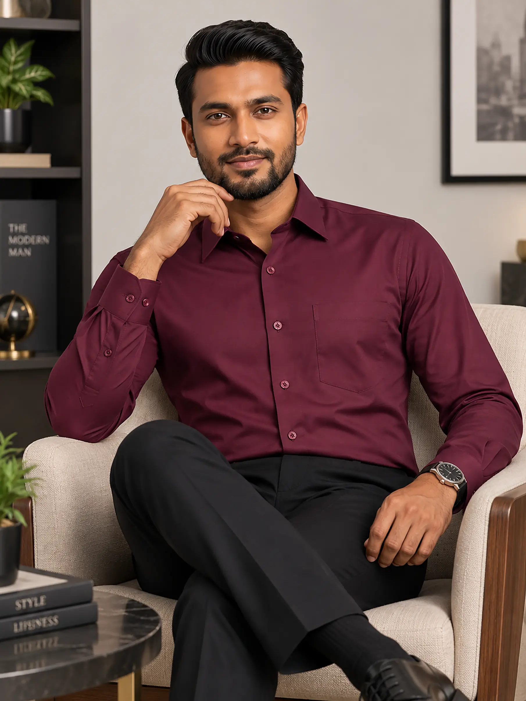 Formal Shirt Dark Maroon